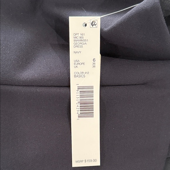 NWT Antonio Melani Navy Blue Caged Neckline Sleeveless Sheath Dress Size 6 - Picture 8 of 10